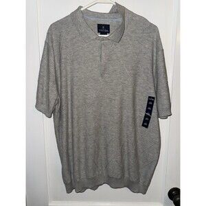 NWT Stafford Mens XL Gray Short Sleeve Collared Sweater